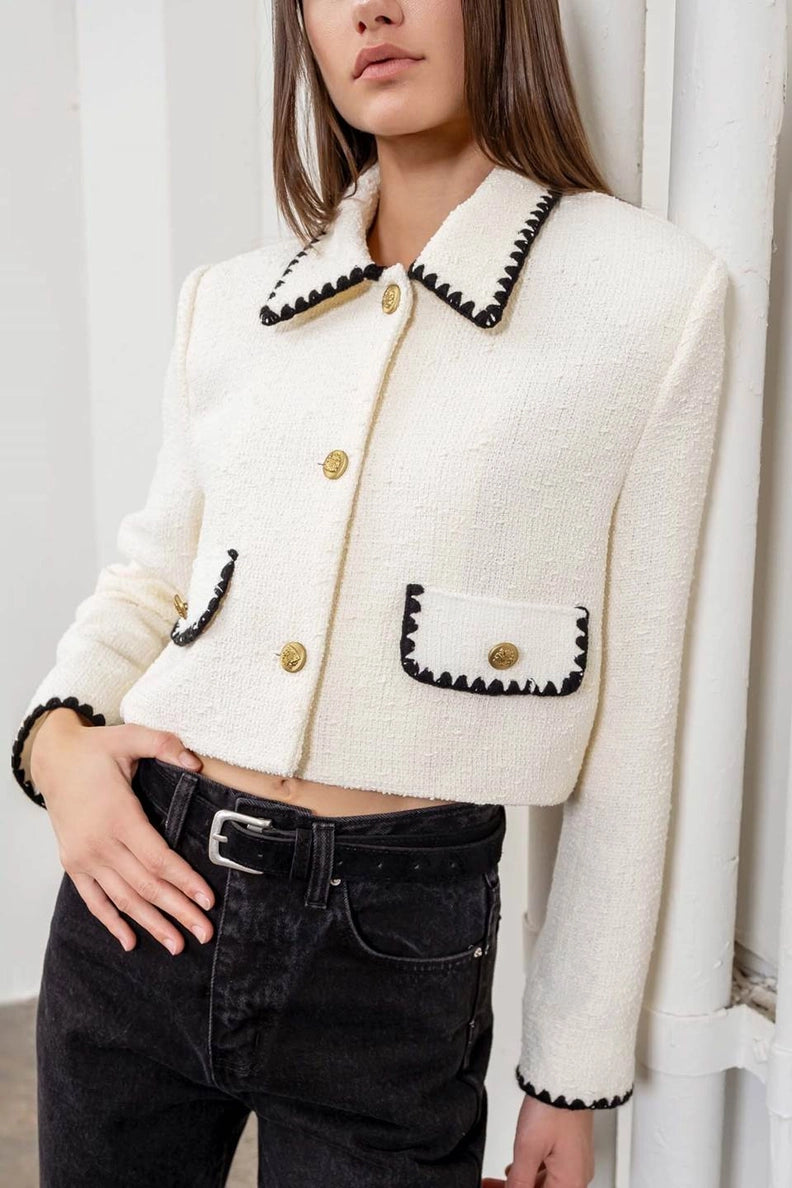 Contrast Trim Blazer