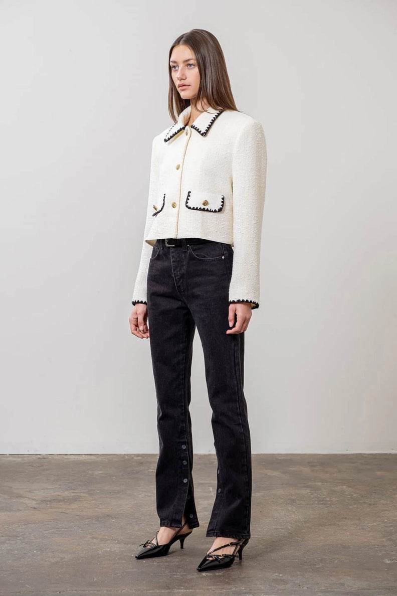 Contrast Trim Blazer