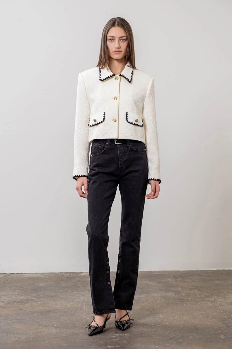 Contrast Trim Blazer