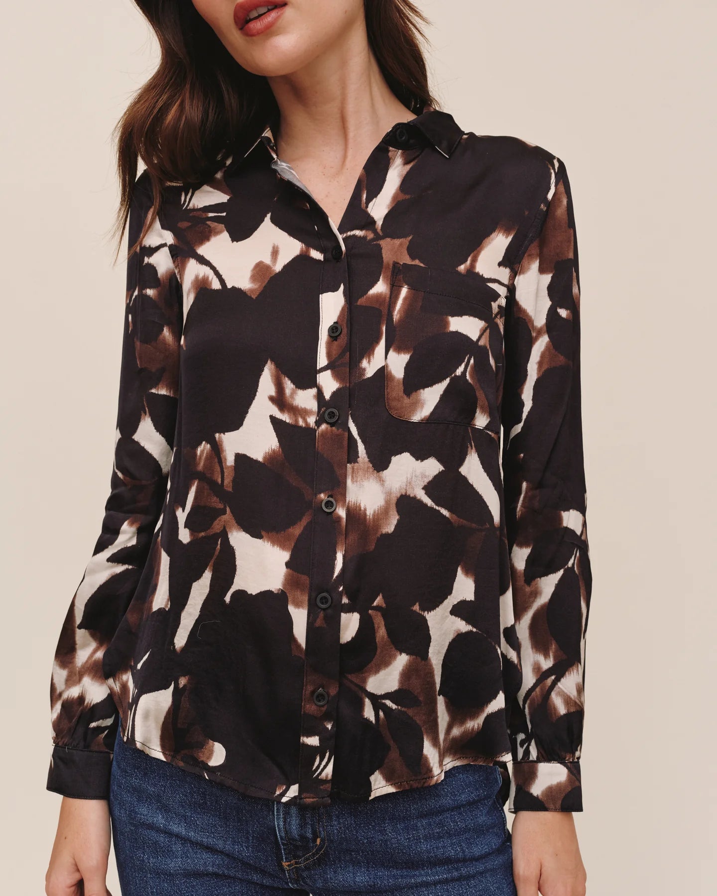 Long Sleeve Round Hem Button Down