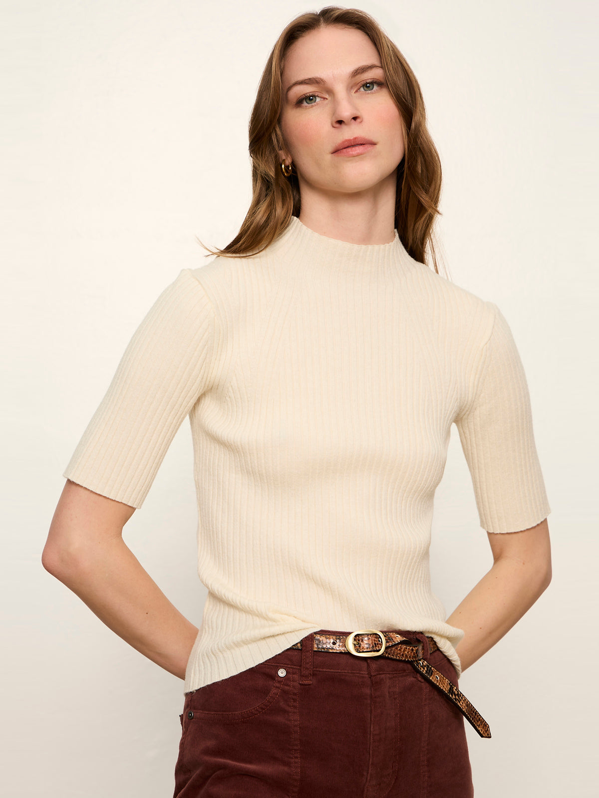 High Neck Ribbed Top