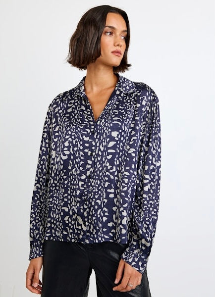 Shirred Shoulder Button Down
