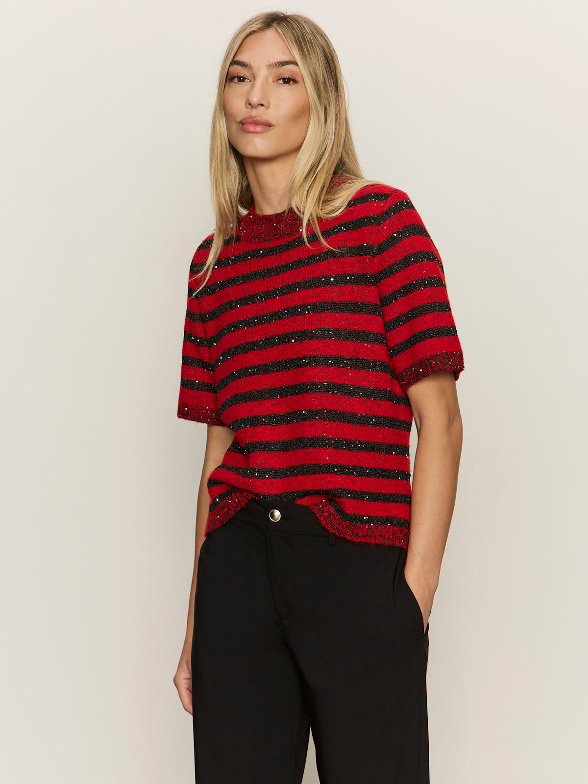 Short Sleeve Shine Sweater