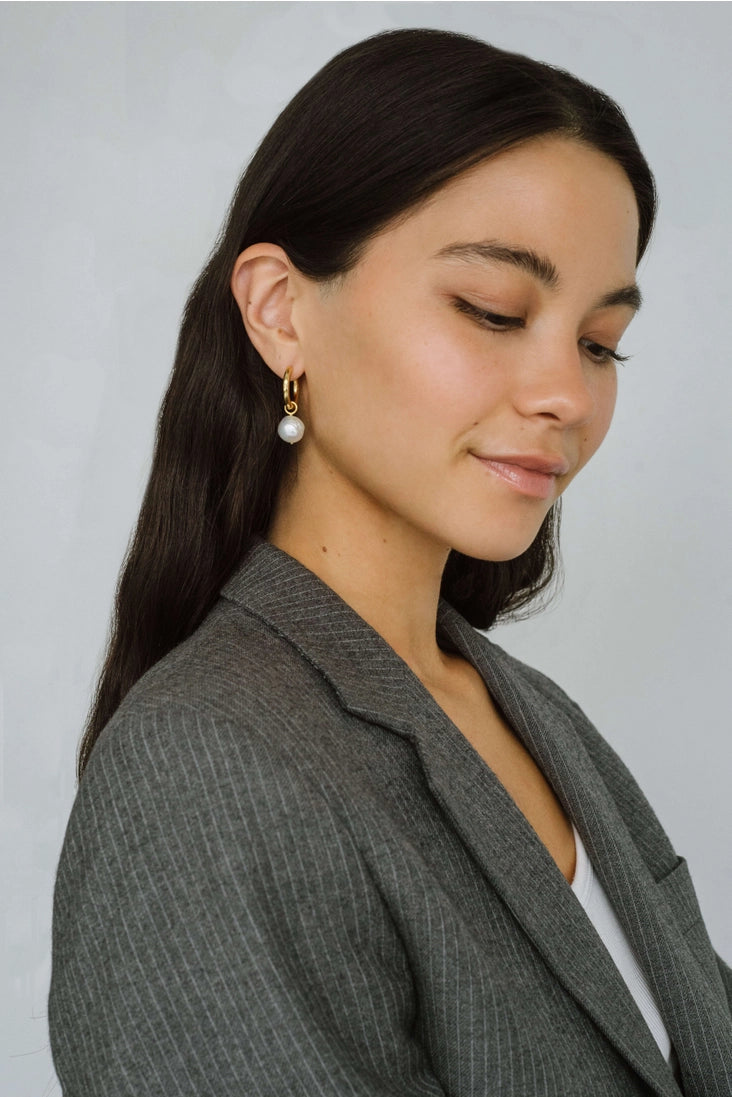 Uma Hoops and Wrinkle Pearl Charm
