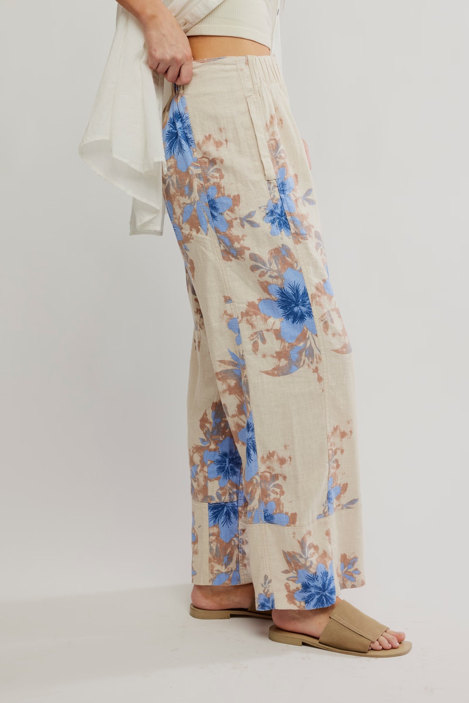 Days End Printed Linen Pull-On Pant