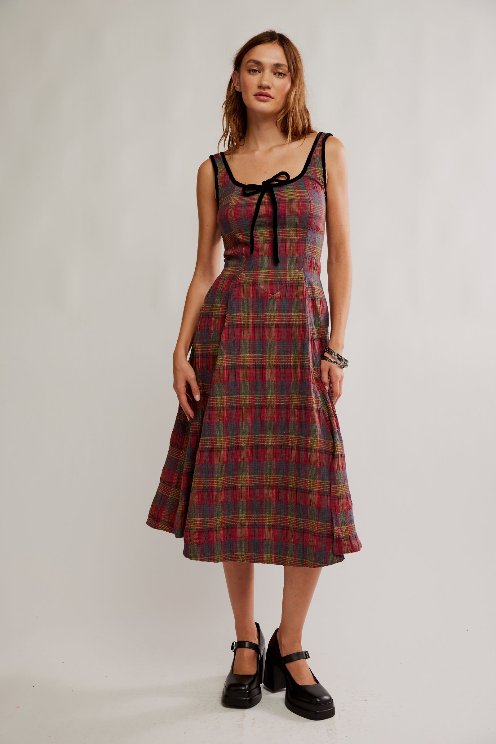 Freya Plaid Midi Dress