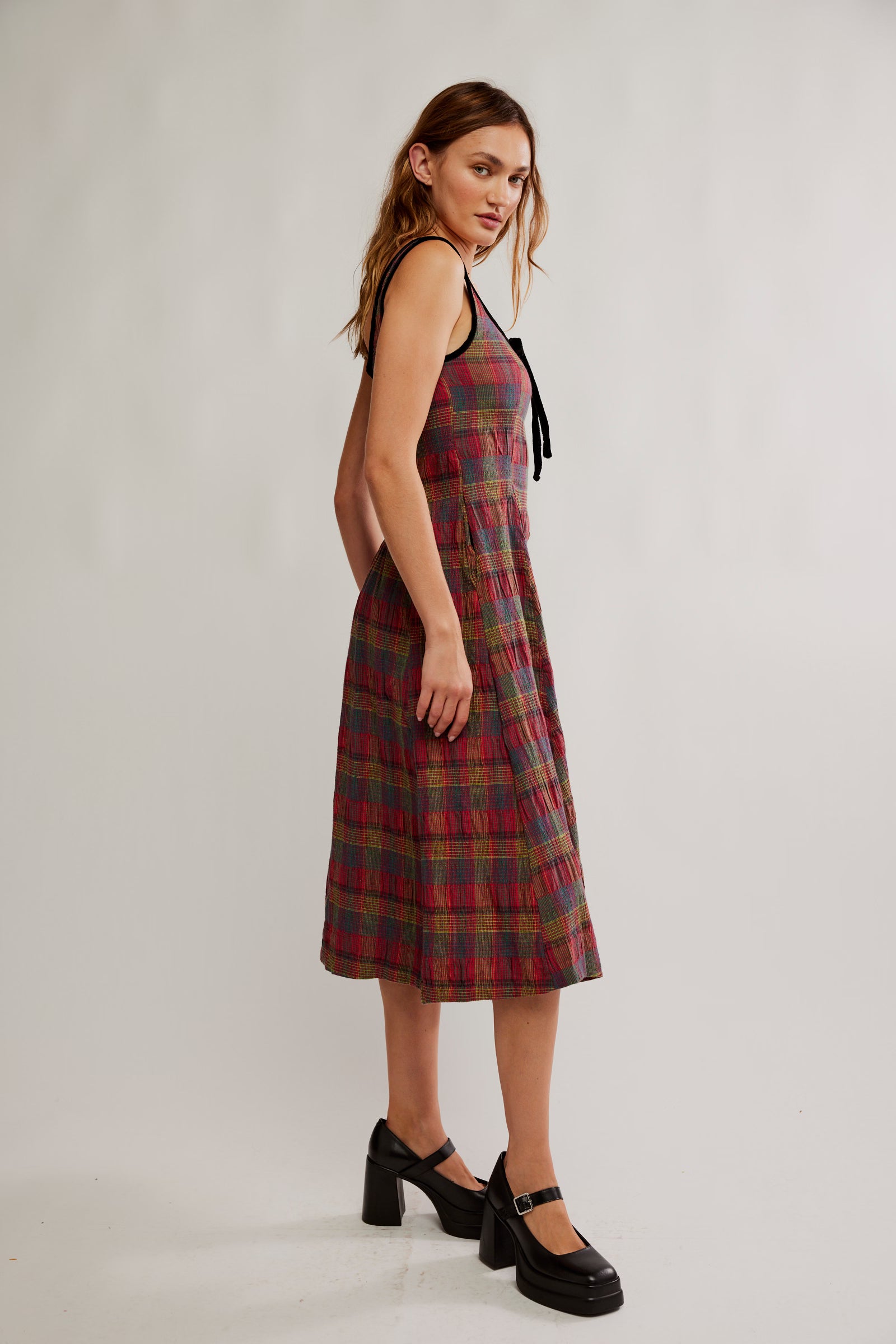 Freya Plaid Midi Dress