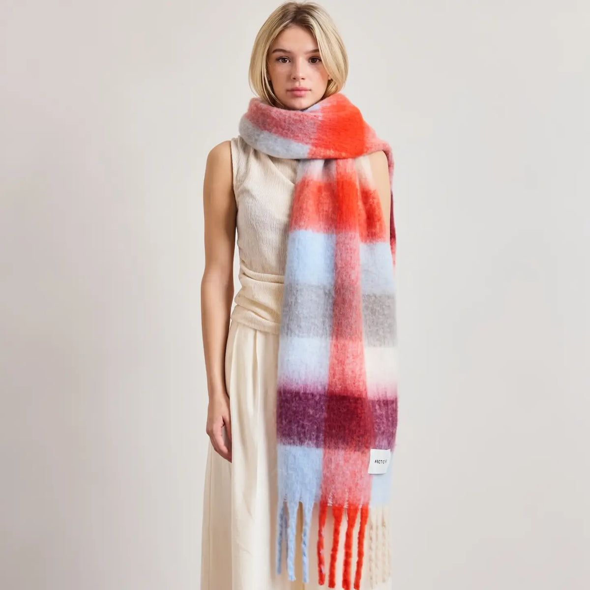 Reykjavik Scarf - Red Blue Check