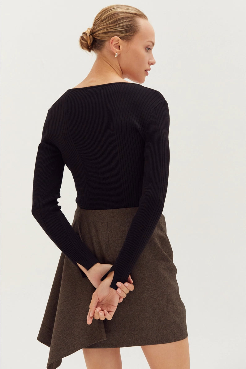 Tracey Lace Up Ribbed Top