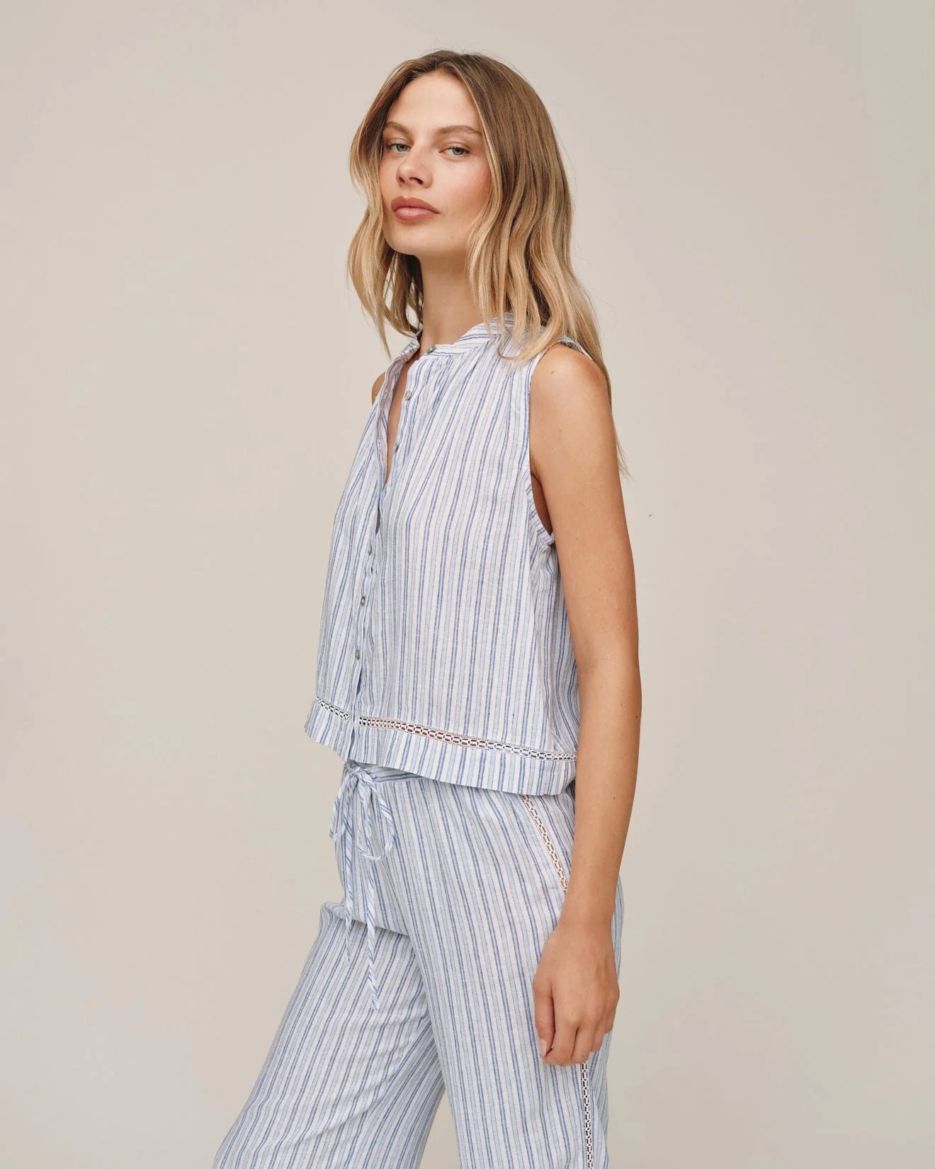 Sleeveless Button Front