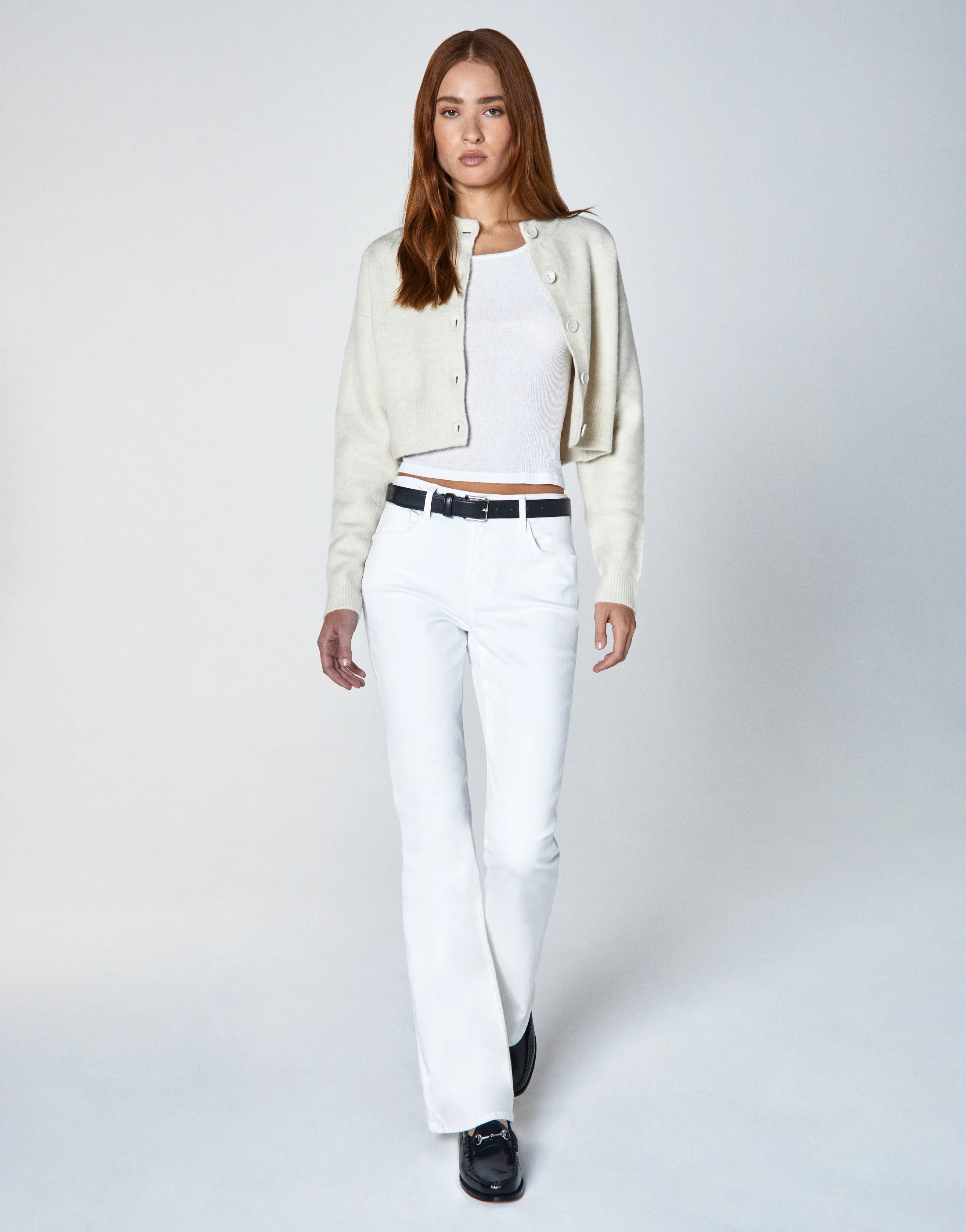 JAN Mid-Rise Slim Flare in Porcelain
