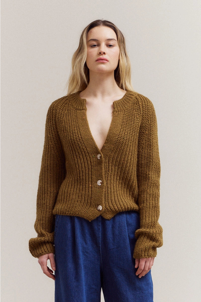 Opened Neck Button Cardigan