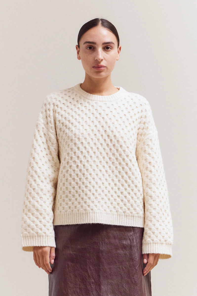 Check Texture Knit Sweater