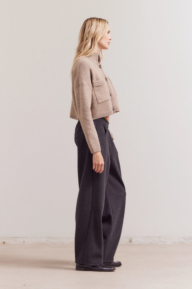 High Collar Knit Cardigan