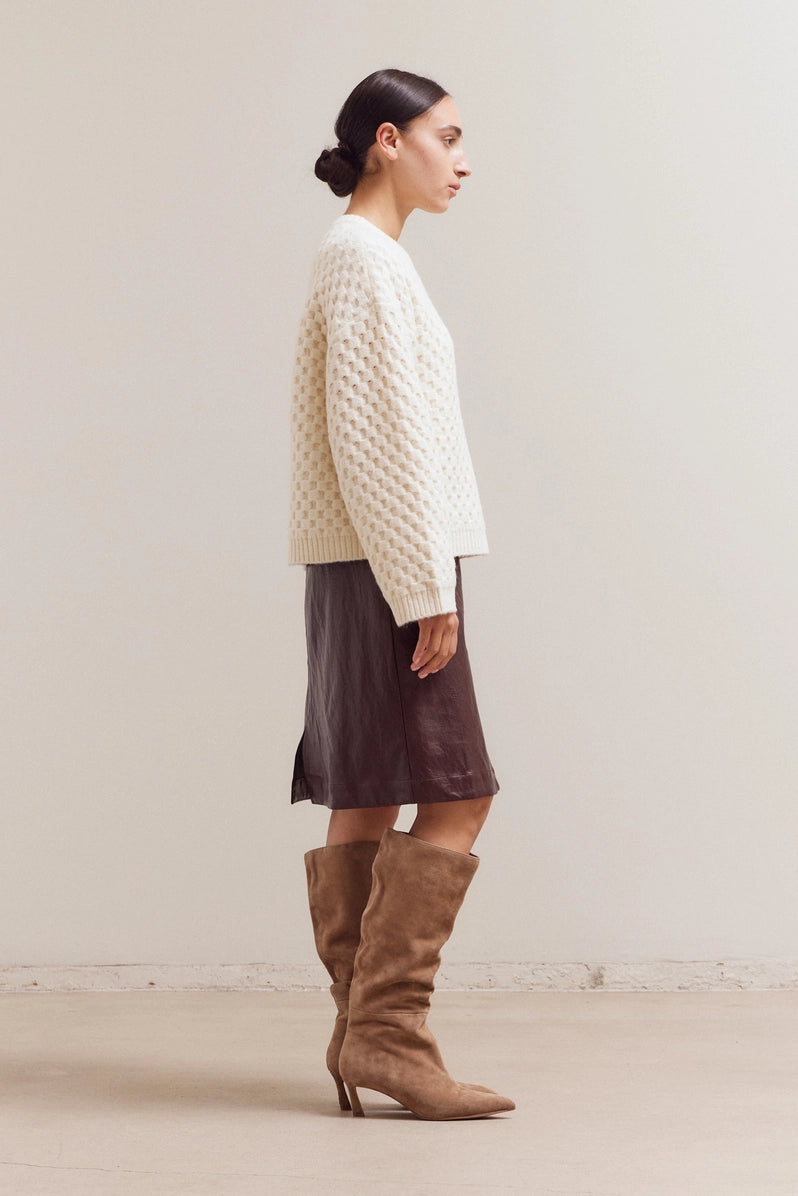Check Texture Knit Sweater