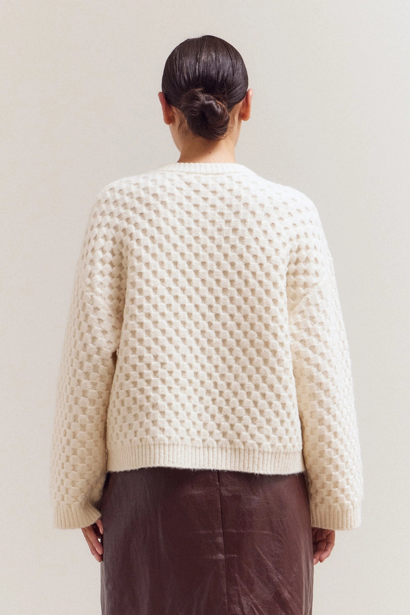 Check Texture Knit Sweater