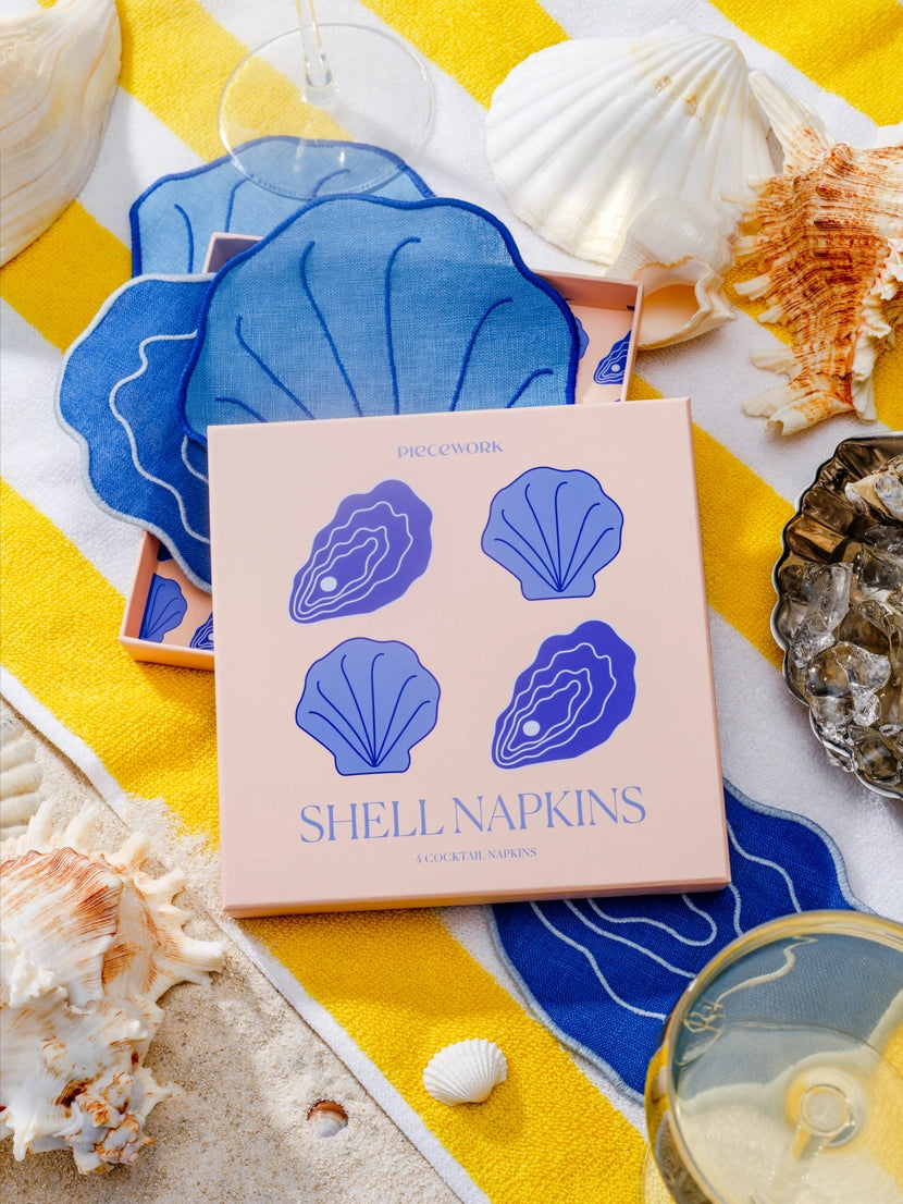 Linen Shell Cocktail Napkins - Set of 4