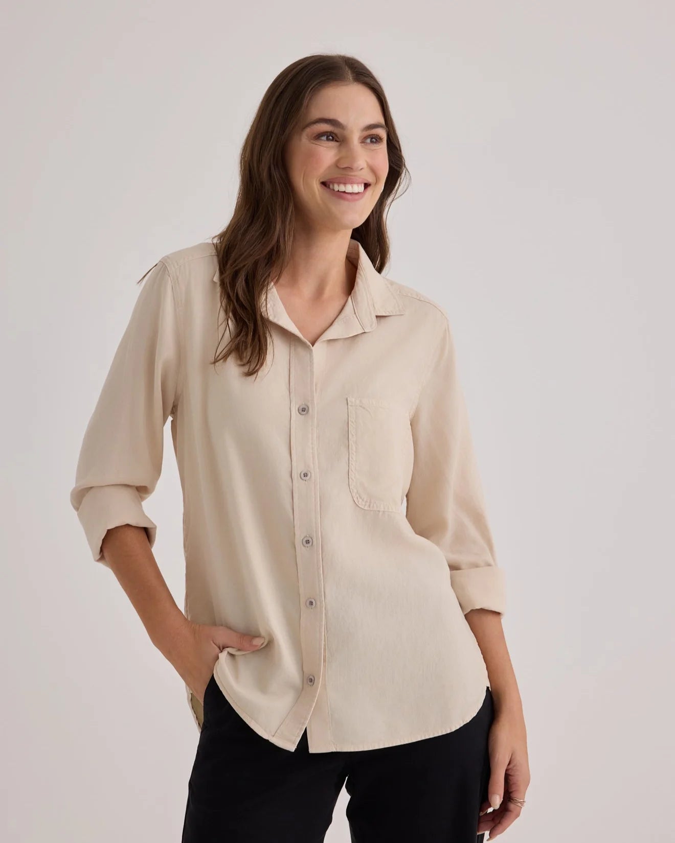 Split Back Button Down