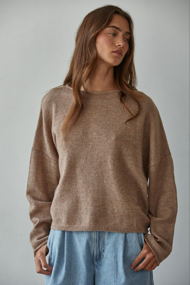Rolled Neck Knit Pullover