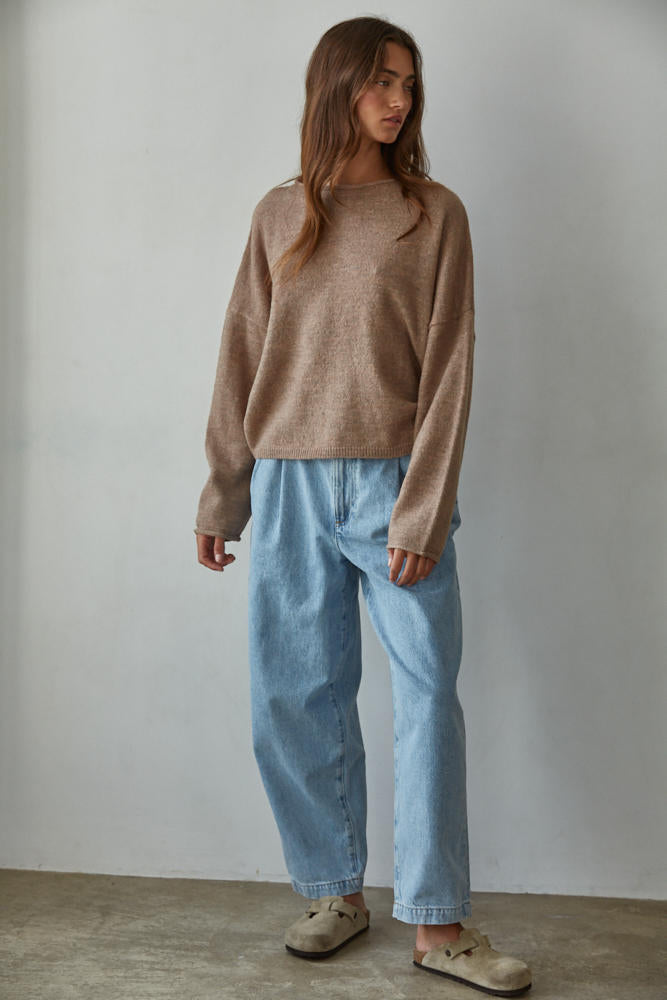 Rolled Neck Knit Pullover