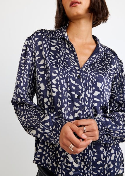 Shirred Shoulder Button Down