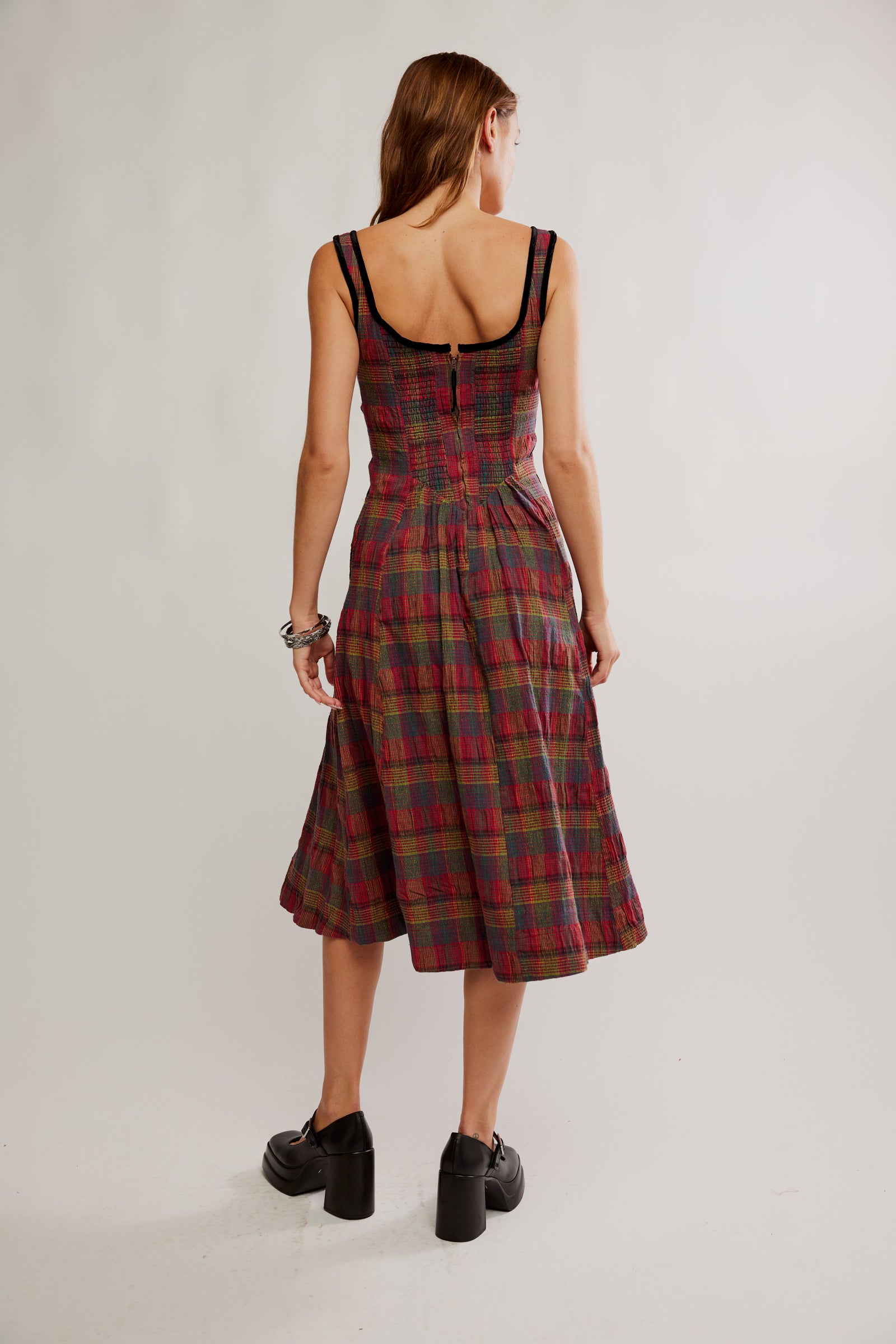 Freya Plaid Midi Dress