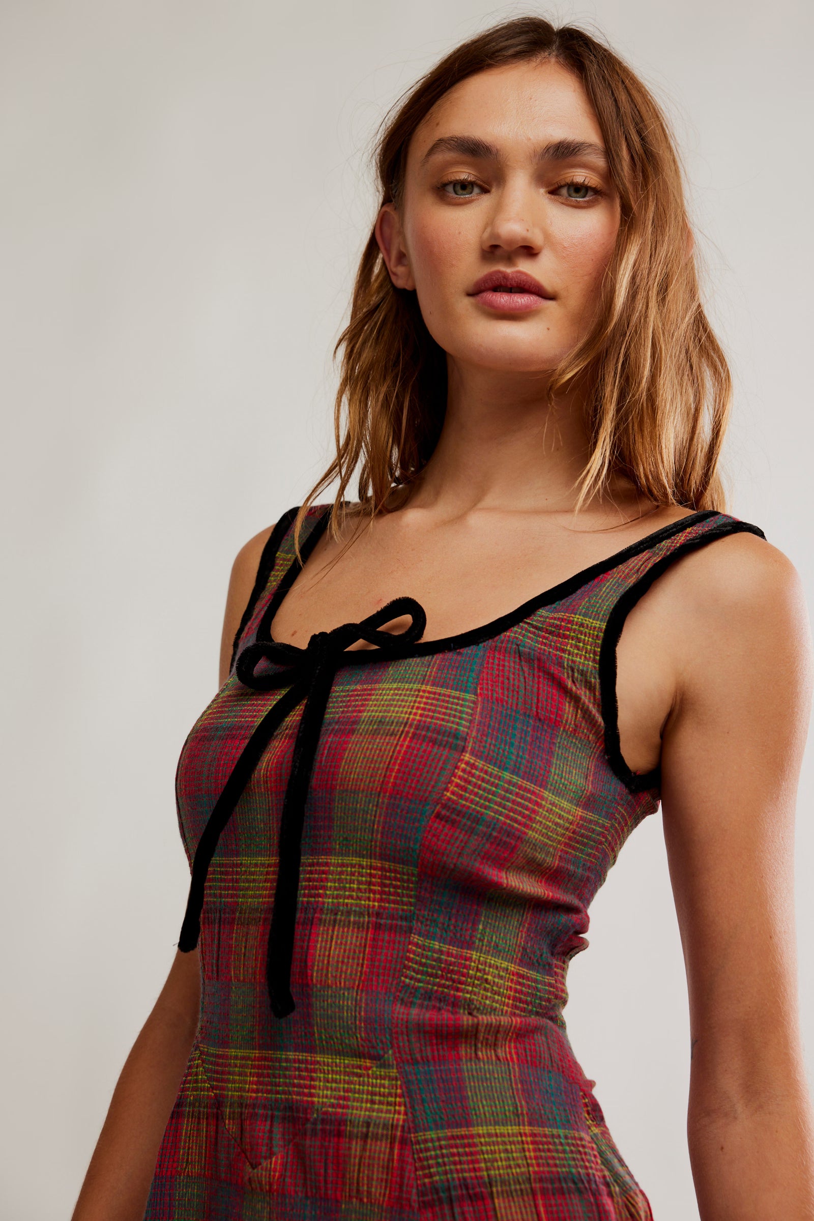 Freya Plaid Midi Dress