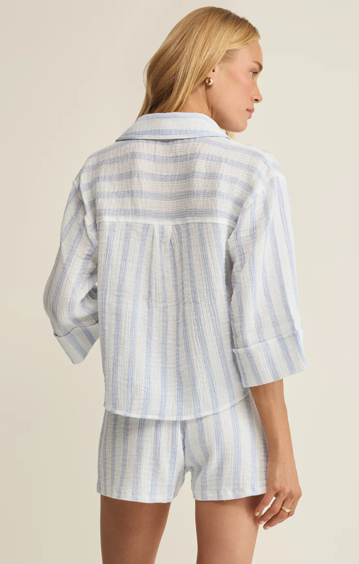 Helena Striped Airy Button Up
