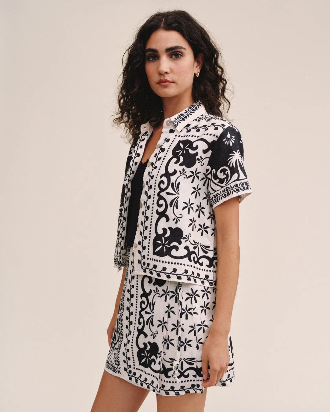 Bandana Short Sleeve Camp Shirt