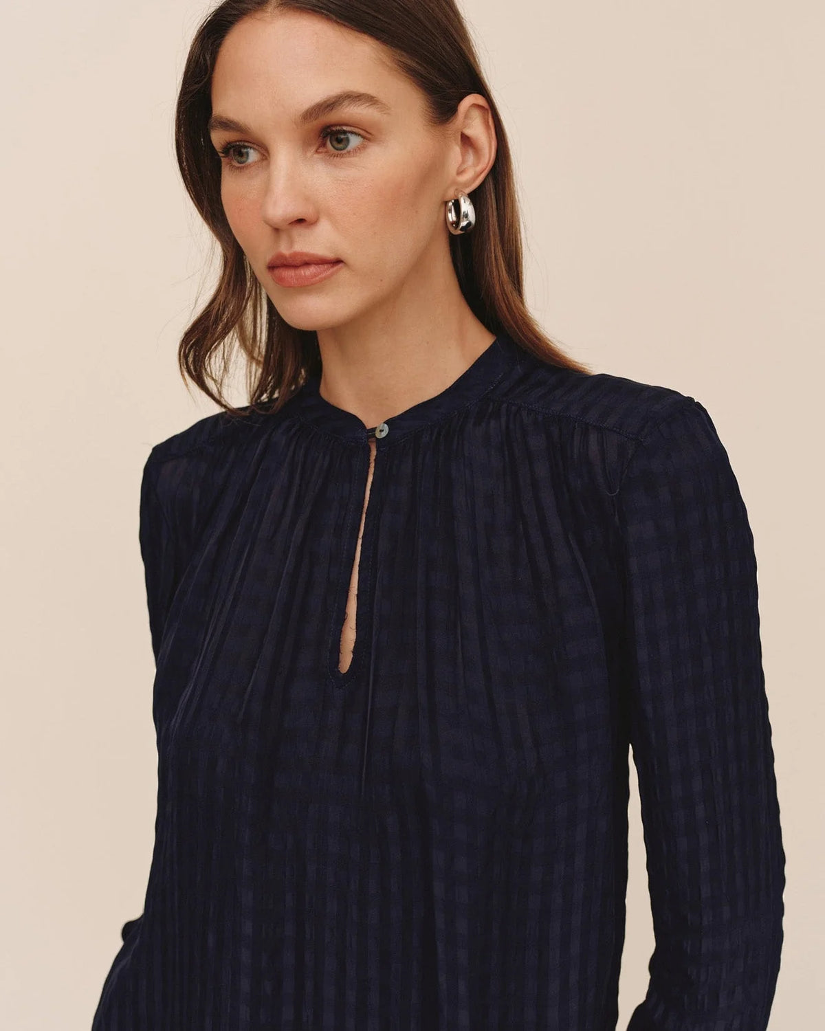 Long Sleeve Shirred Pullover
