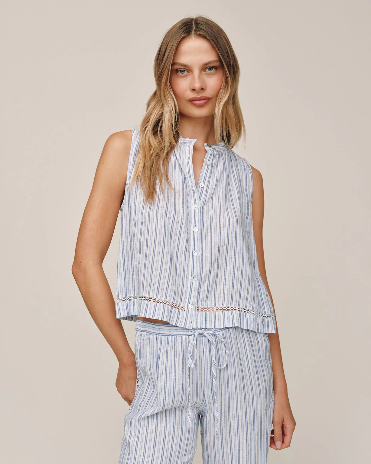 Sleeveless Button Front