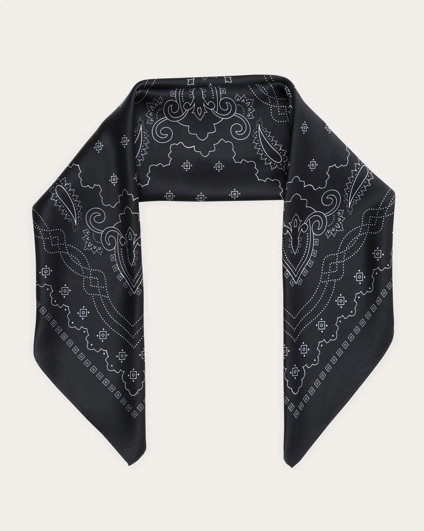 Western 100% Silk Bandana Scarf - Black